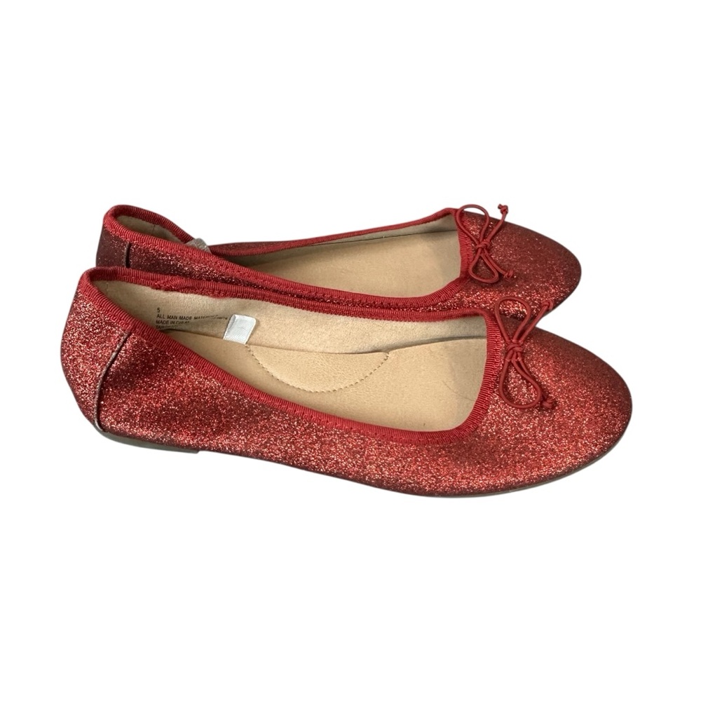 Cat & Jack Dorothy Wizard of Oz Halloween Red Glitter Ballet Flats Girls Sz 5